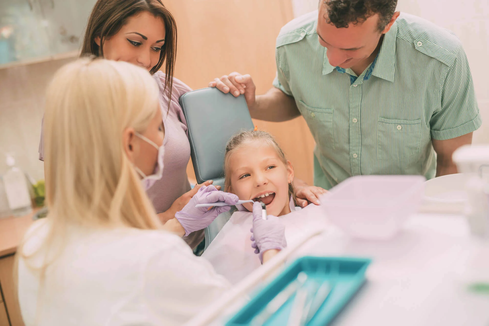 Parent-and-child-during-checkup-with-family-dentist-in-Charleston-SC